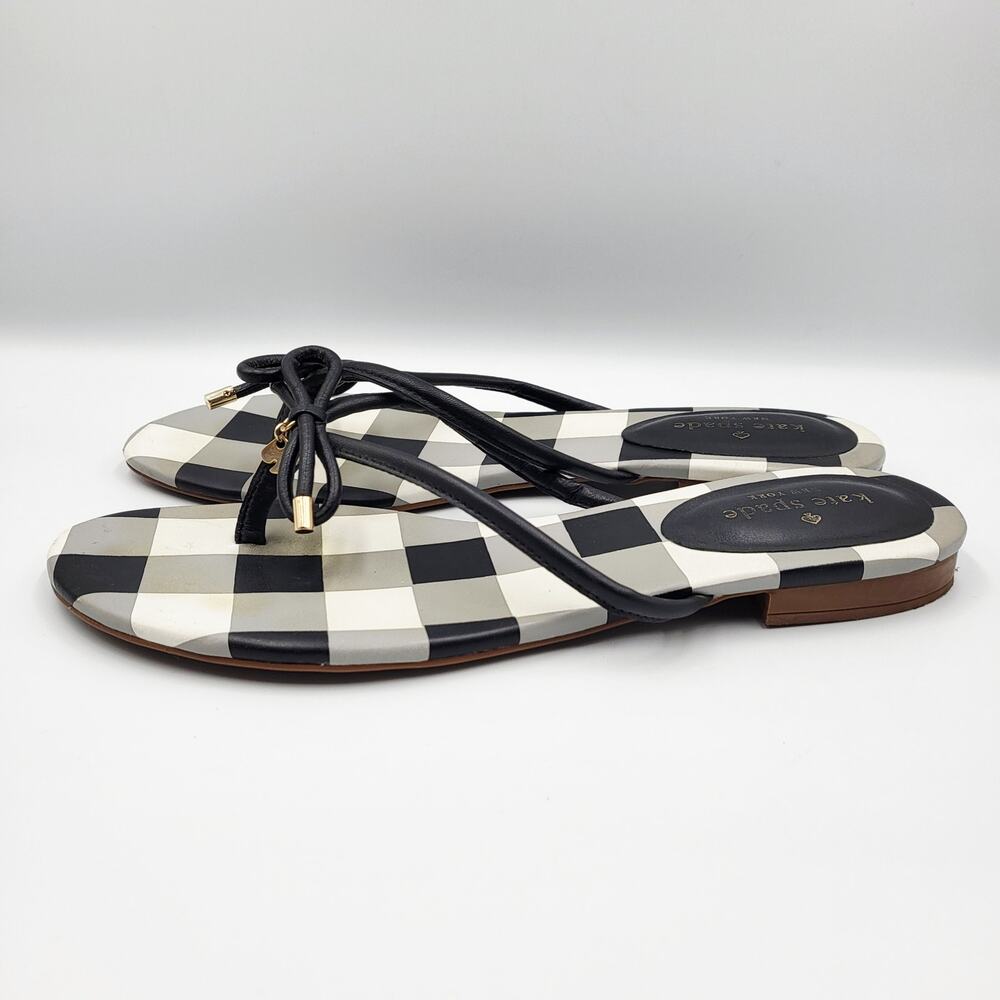 Kate Spade New York Mistic Bow Black & White Checkered Sandals Women's Size 10 - Picture 4 of 10